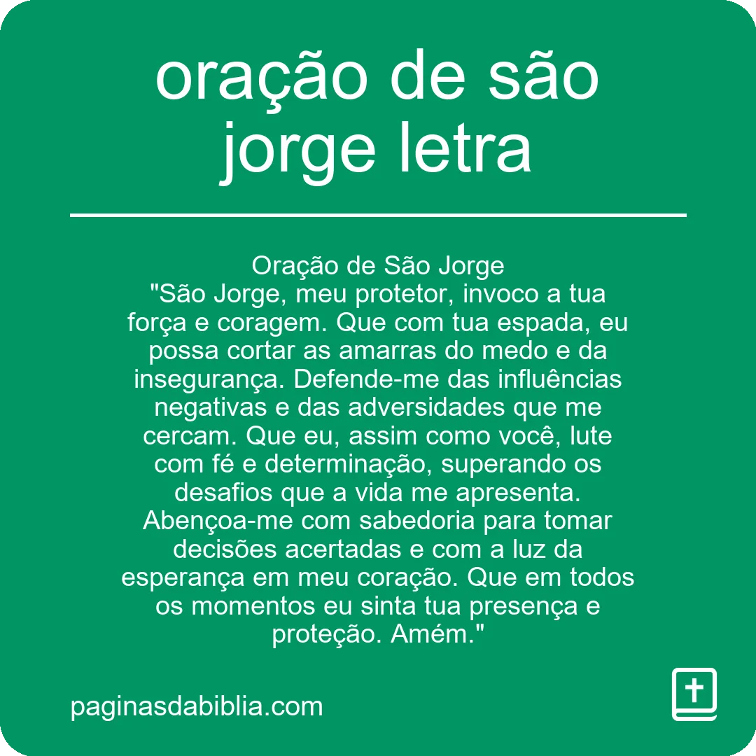 oração de são jorge letra