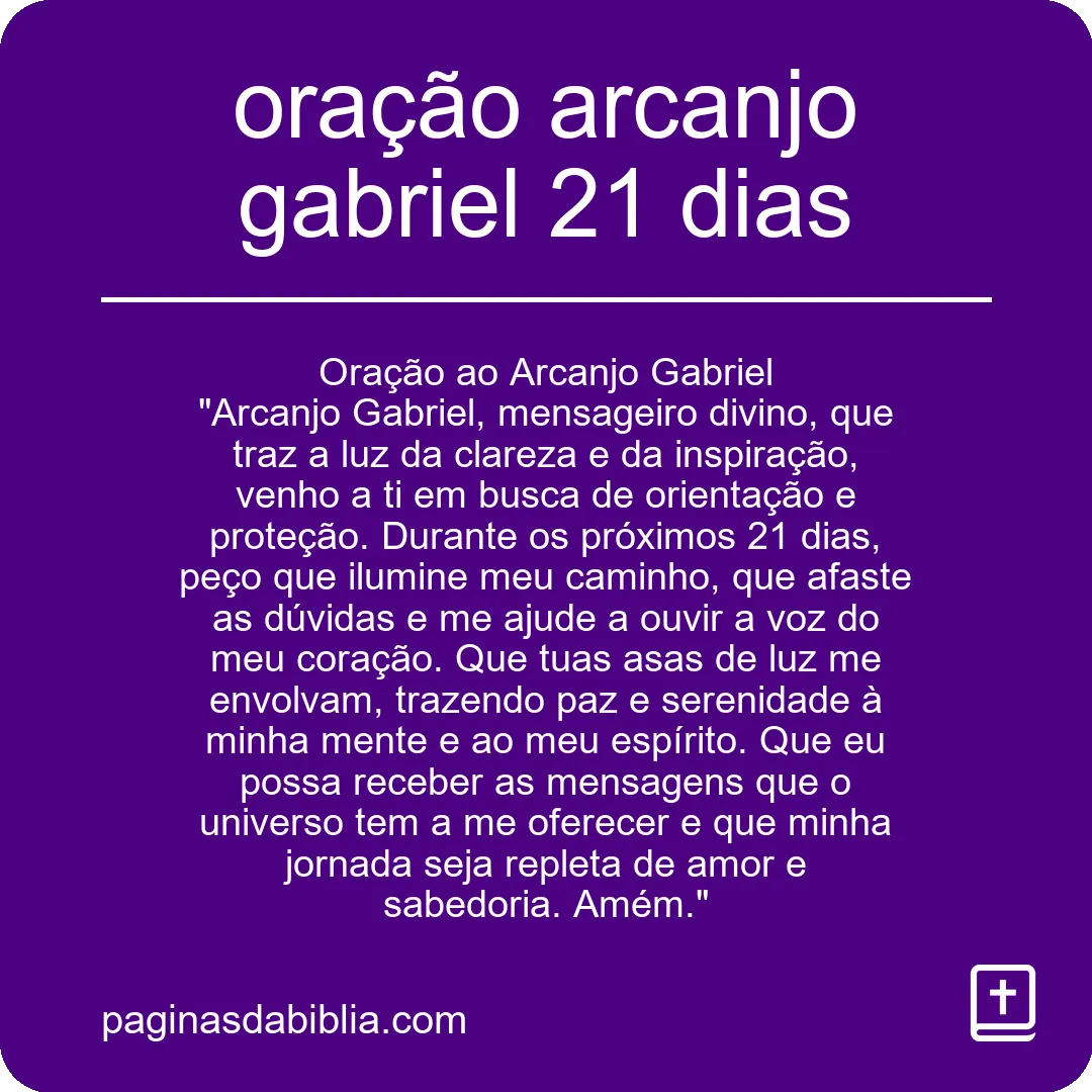 oração arcanjo gabriel 21 dias