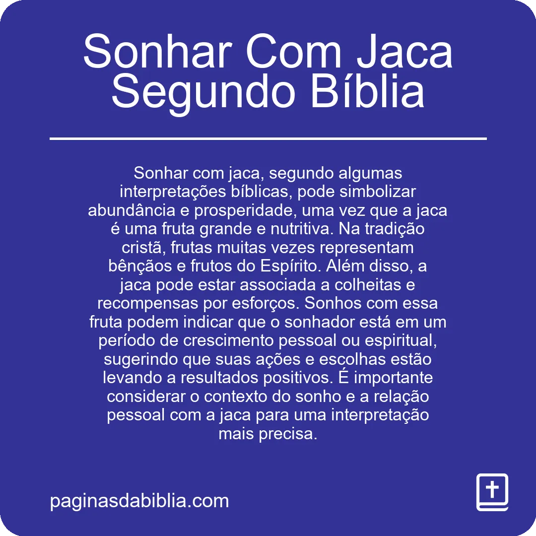 Sonhar Com Jaca Segundo Bíblia