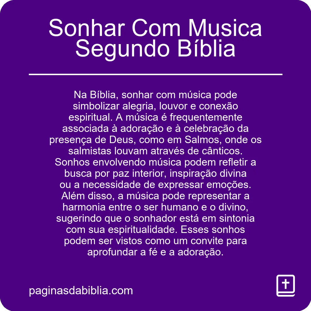 Sonhar Com Musica Segundo Bíblia