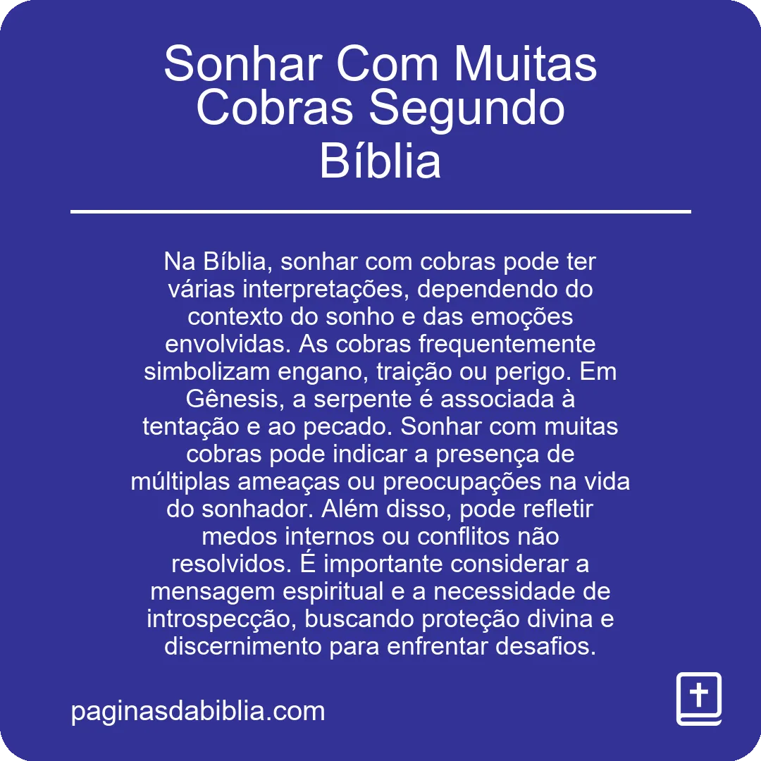 Sonhar Com Muitas Cobras Segundo Bíblia