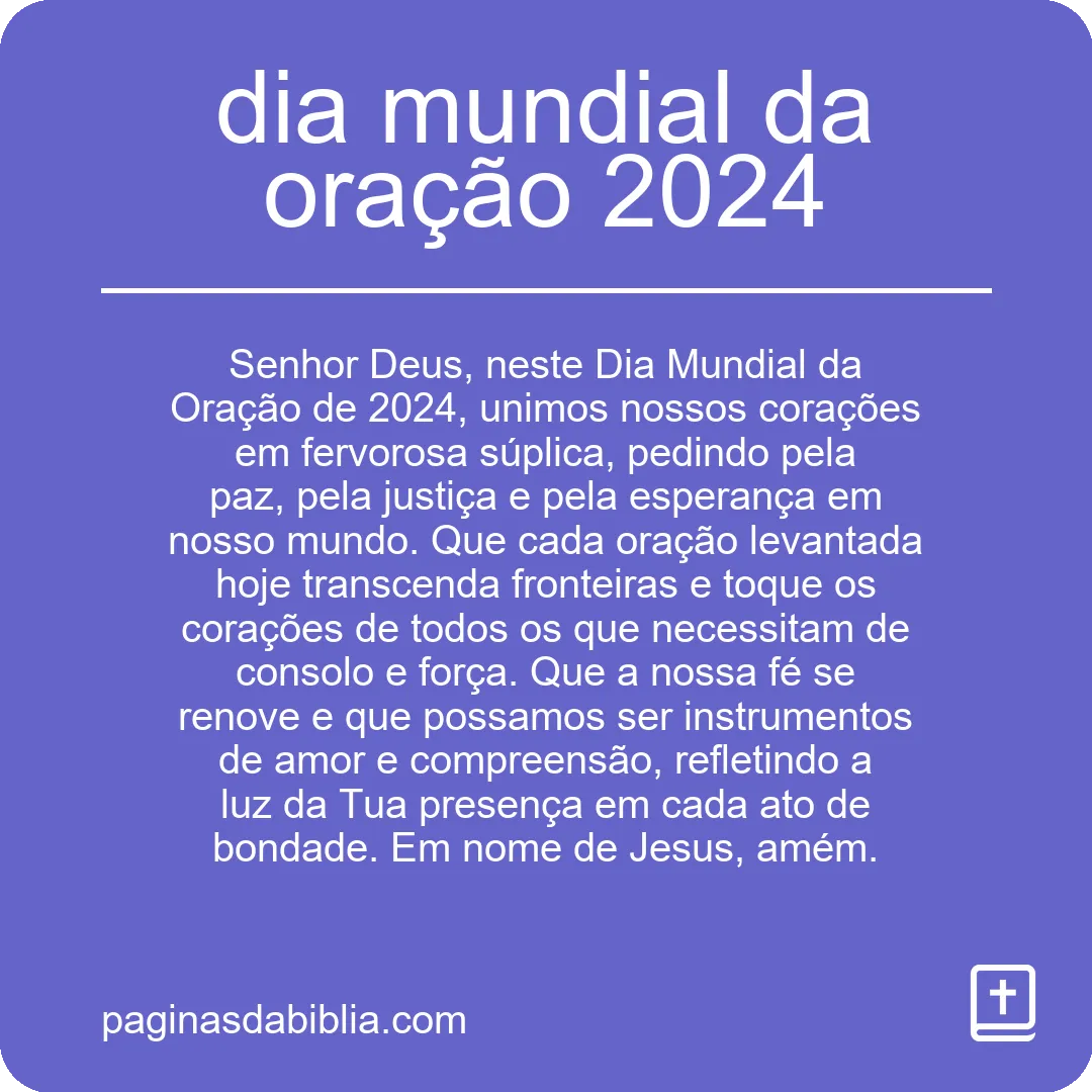 dia mundial da oração 2024