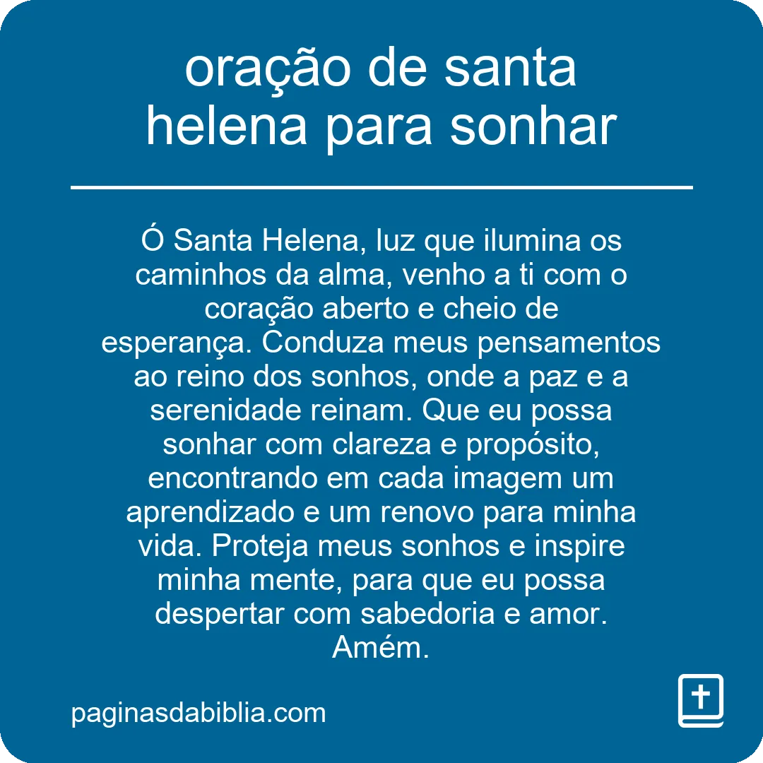 oração de santa helena para sonhar