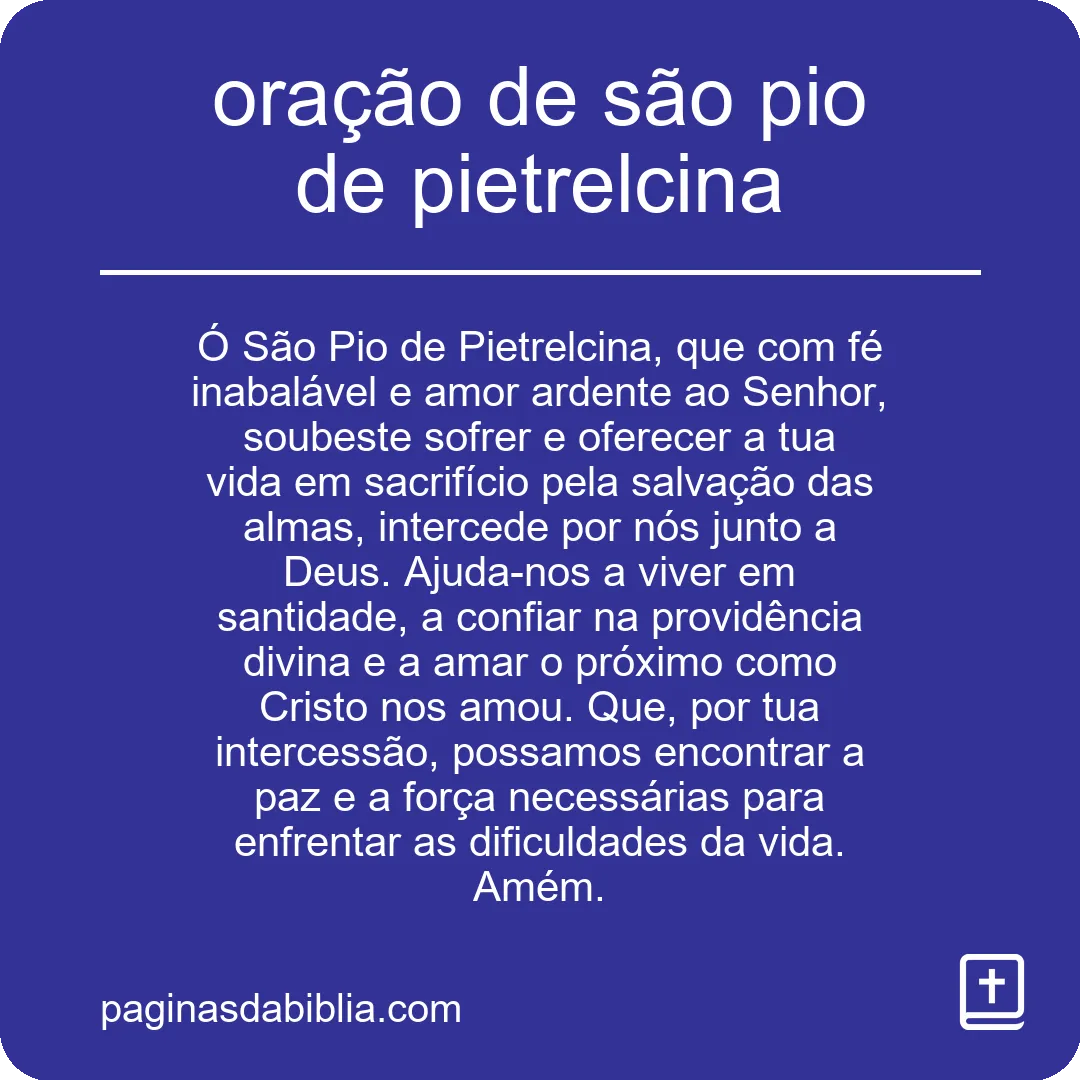 oração de são pio de pietrelcina