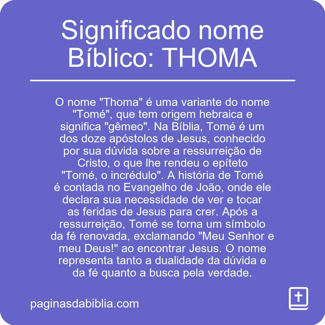 Significado nome Bíblico: THOMA