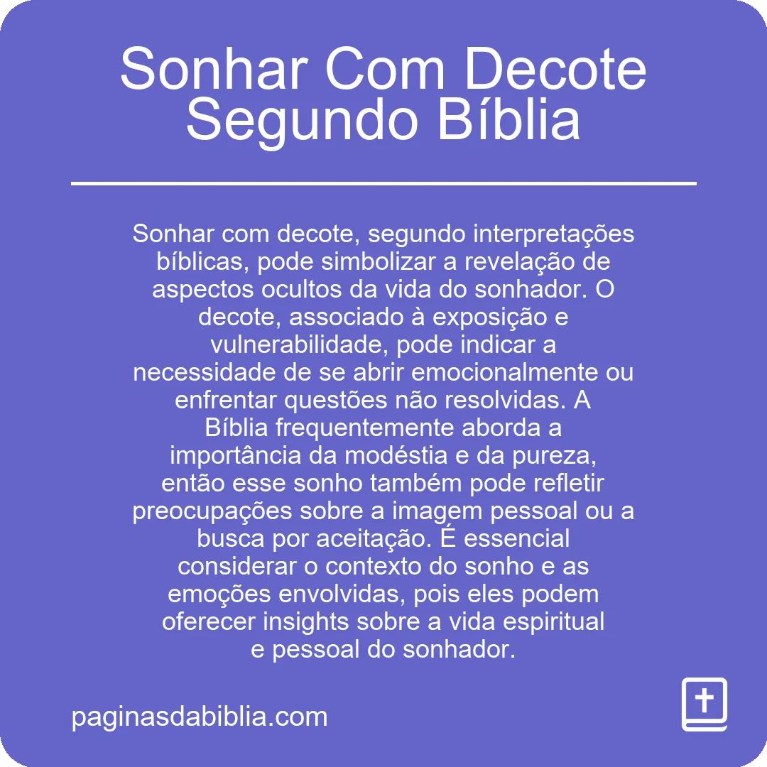 Sonhar Com Decote Segundo Bíblia