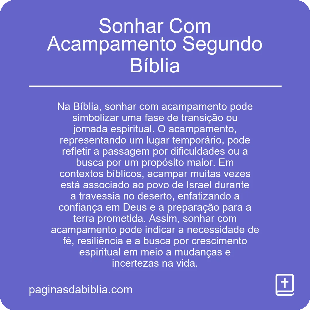 Sonhar Com Acampamento Segundo Bíblia