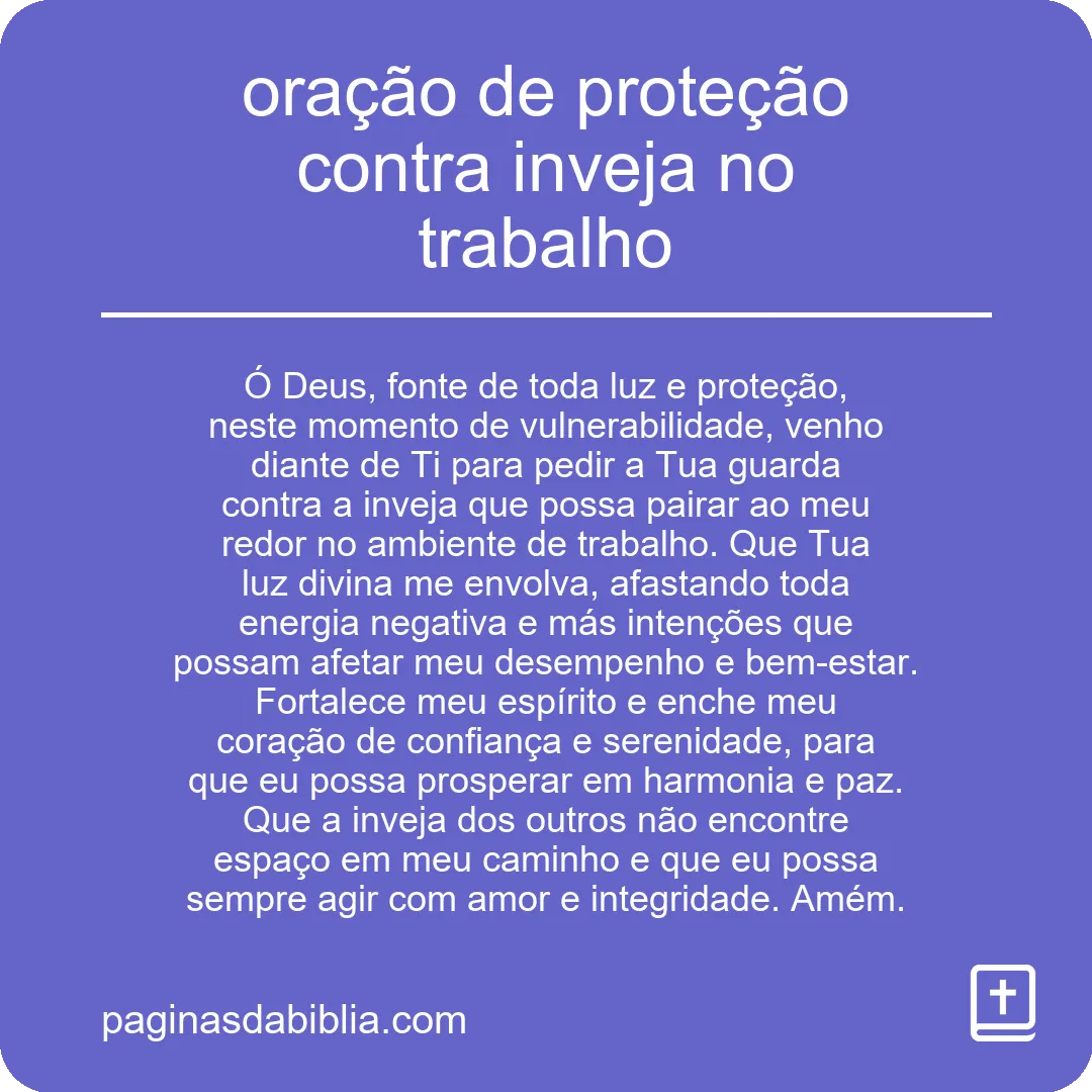 oração de proteção contra inveja no trabalho