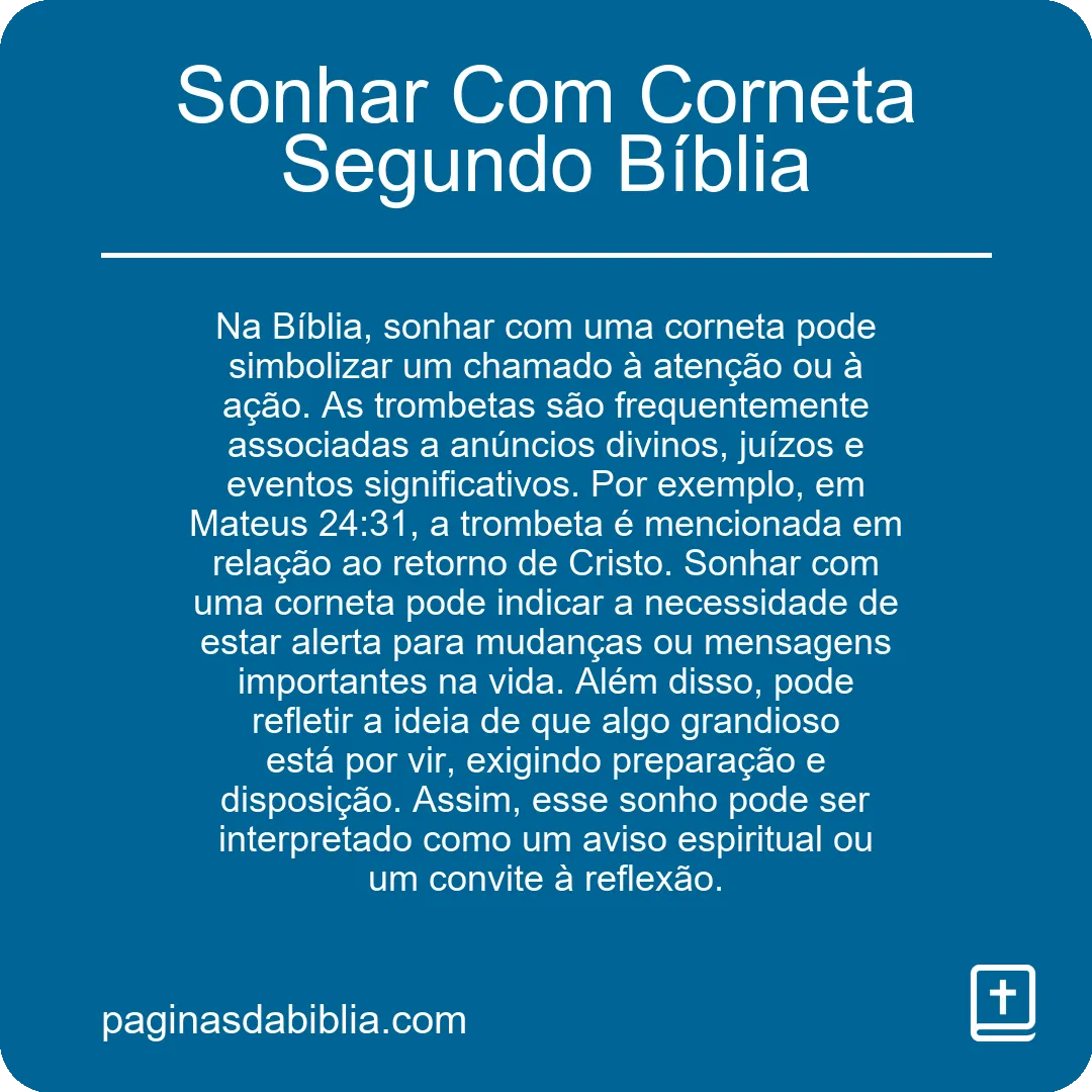 Sonhar Com Corneta Segundo Bíblia