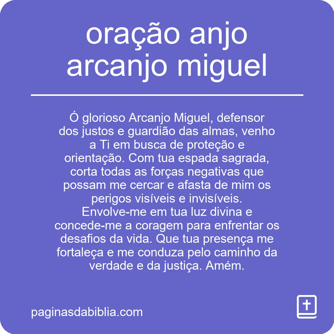 oração anjo arcanjo miguel