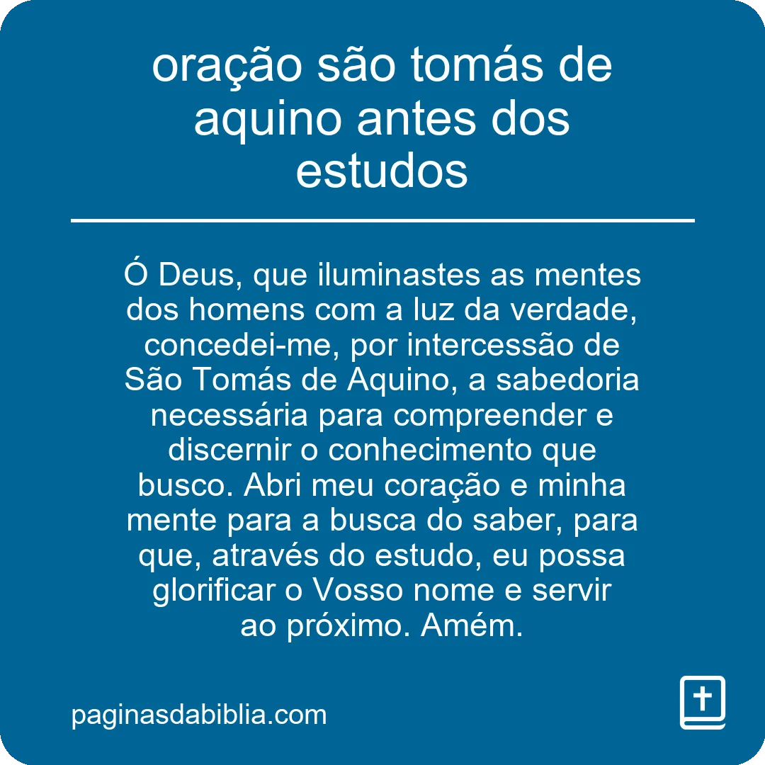 oração são tomás de aquino antes dos estudos