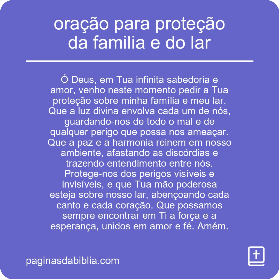 oração para proteção da familia e do lar