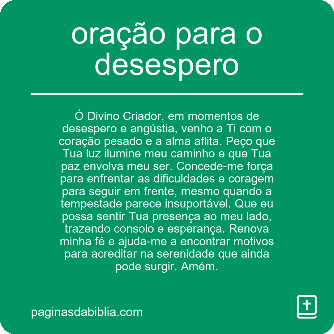 oração para o desespero