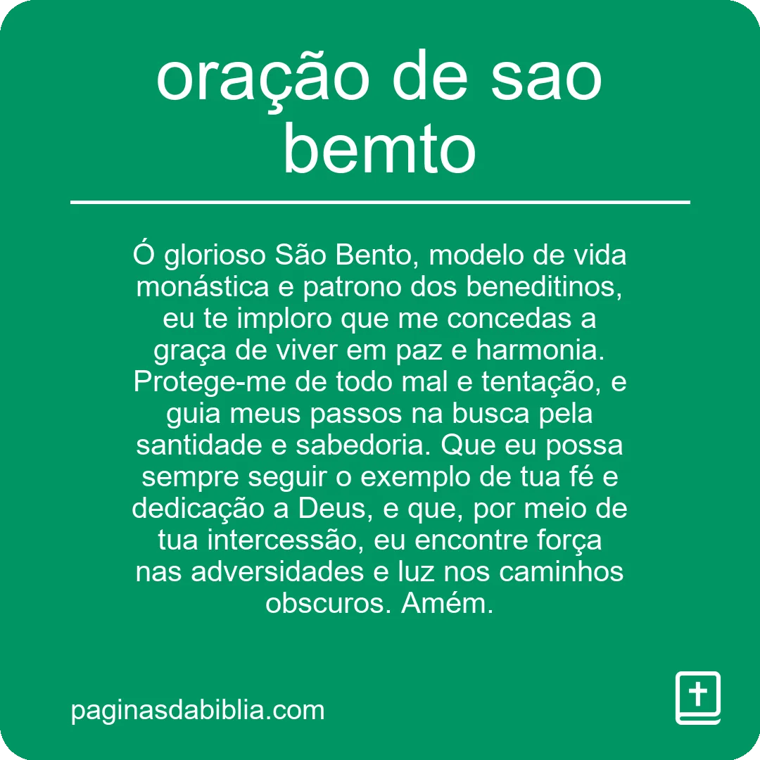 oração de sao bemto