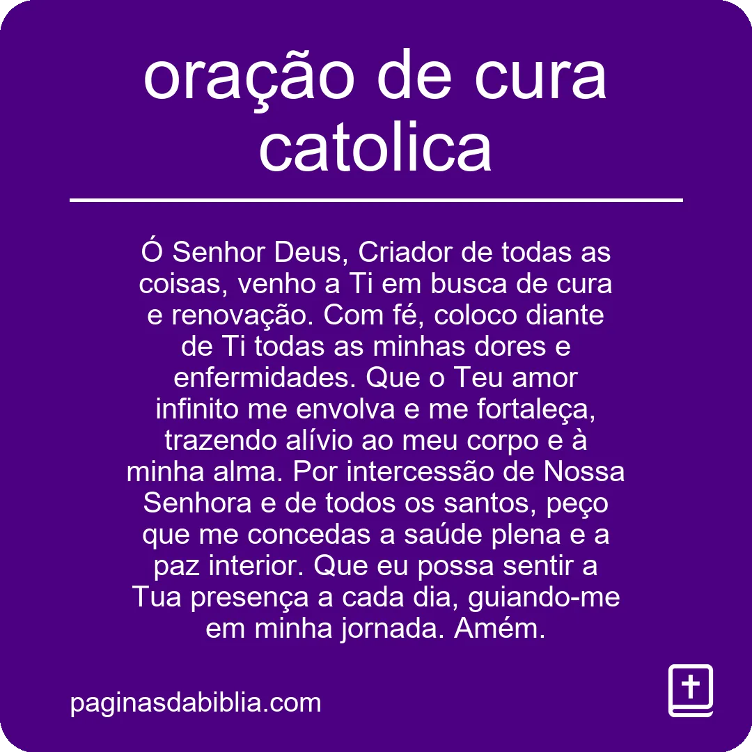 oração de cura catolica