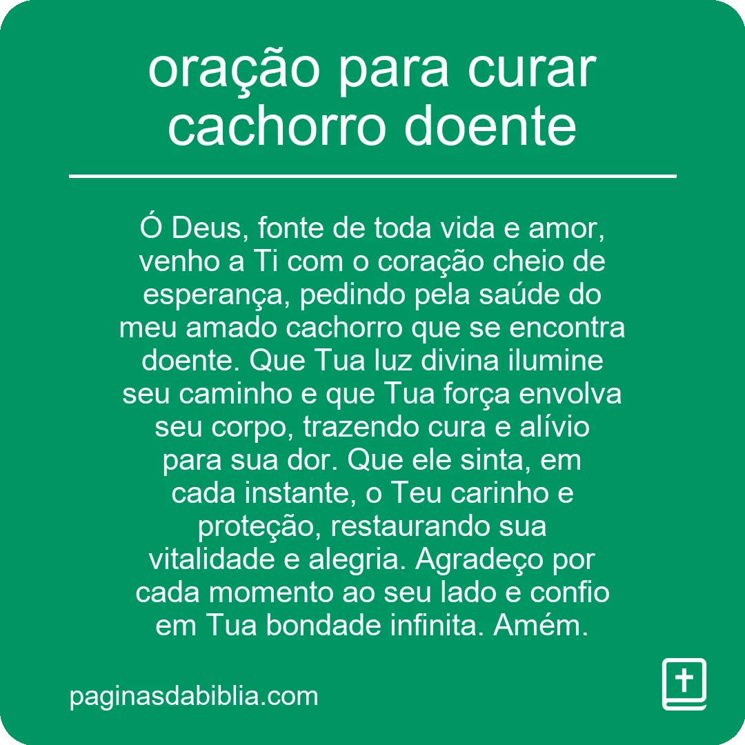 oração para curar cachorro doente