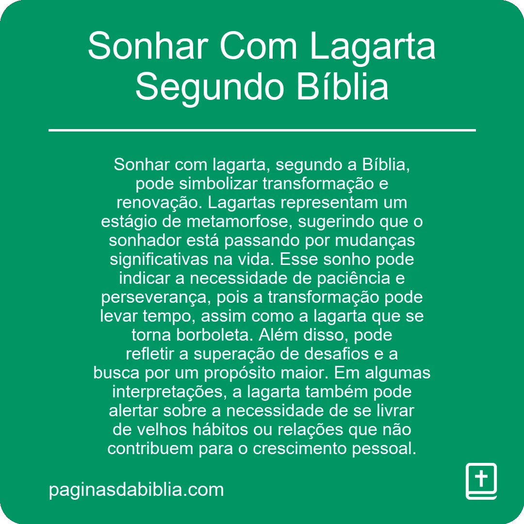 Sonhar Com Lagarta Segundo Bíblia