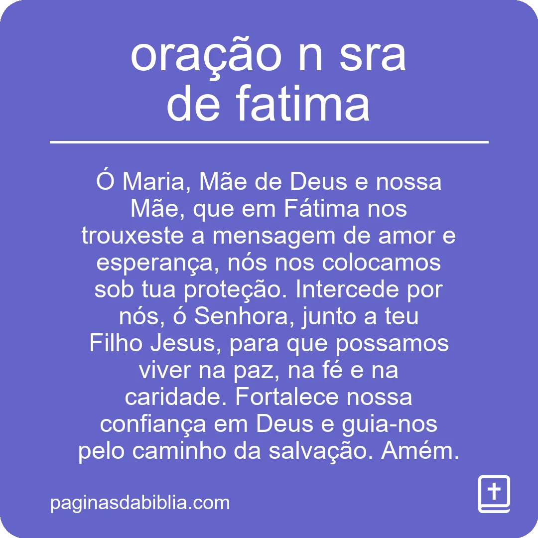 oração n sra de fatima