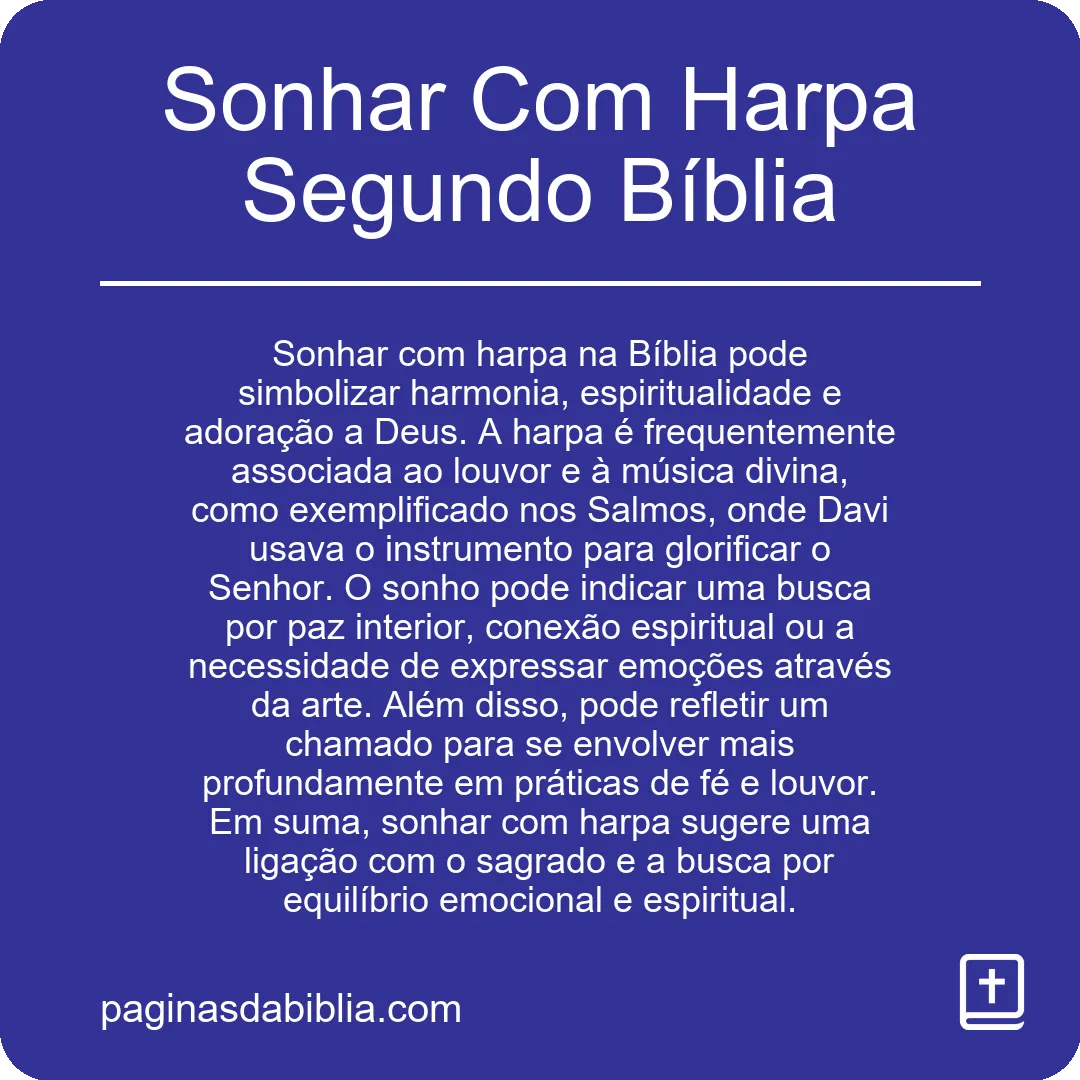 Sonhar Com Harpa Segundo Bíblia