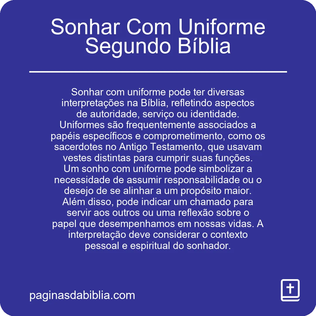 Sonhar Com Uniforme Segundo Bíblia