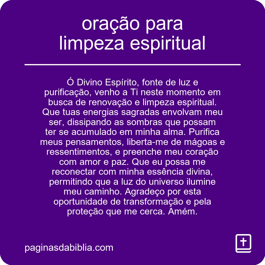 oração para limpeza espiritual