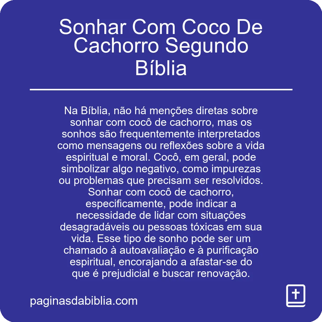 Sonhar Com Coco De Cachorro Segundo Bíblia