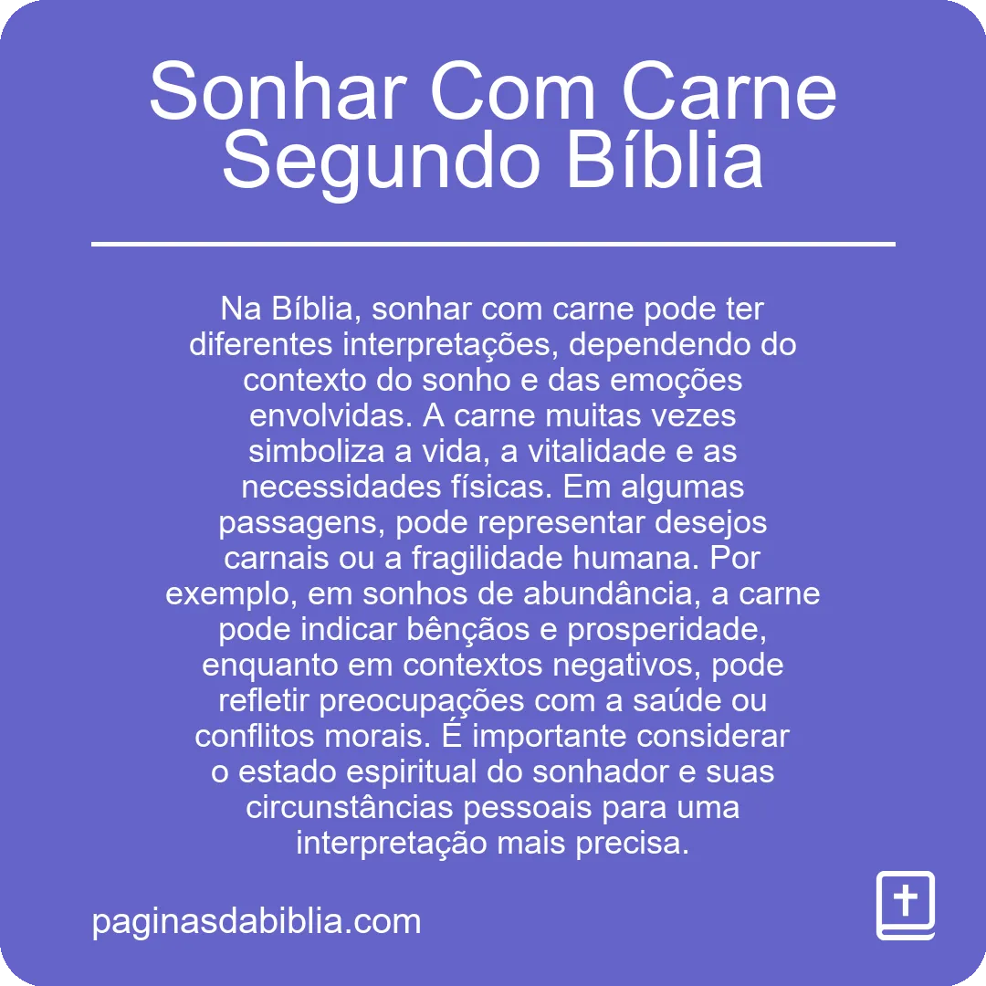 Sonhar Com Carne Segundo Bíblia