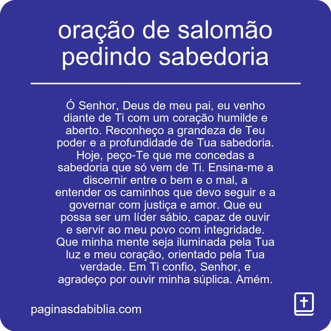 oração de salomão pedindo sabedoria