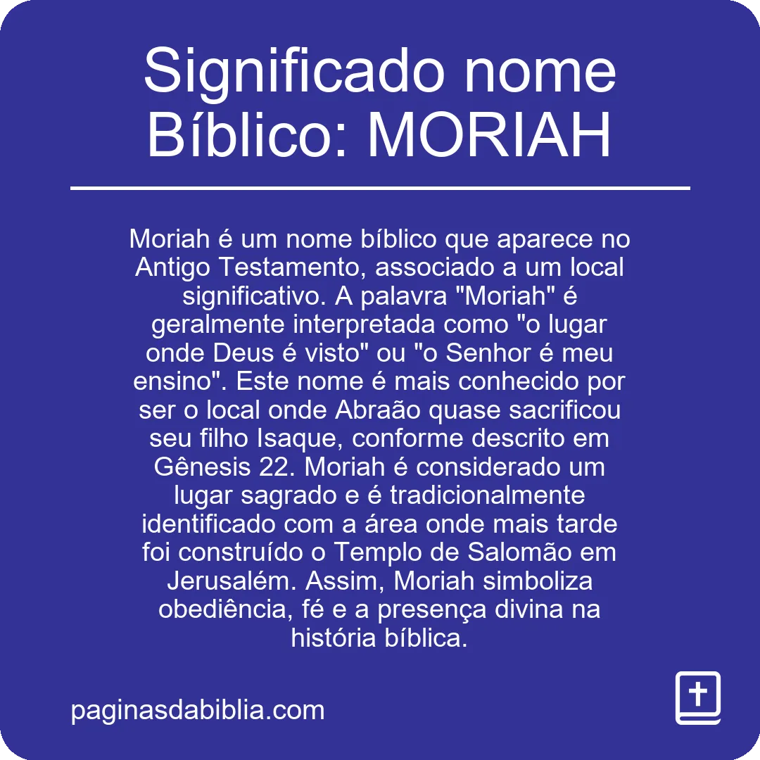 Significado nome Bíblico: MORIAH