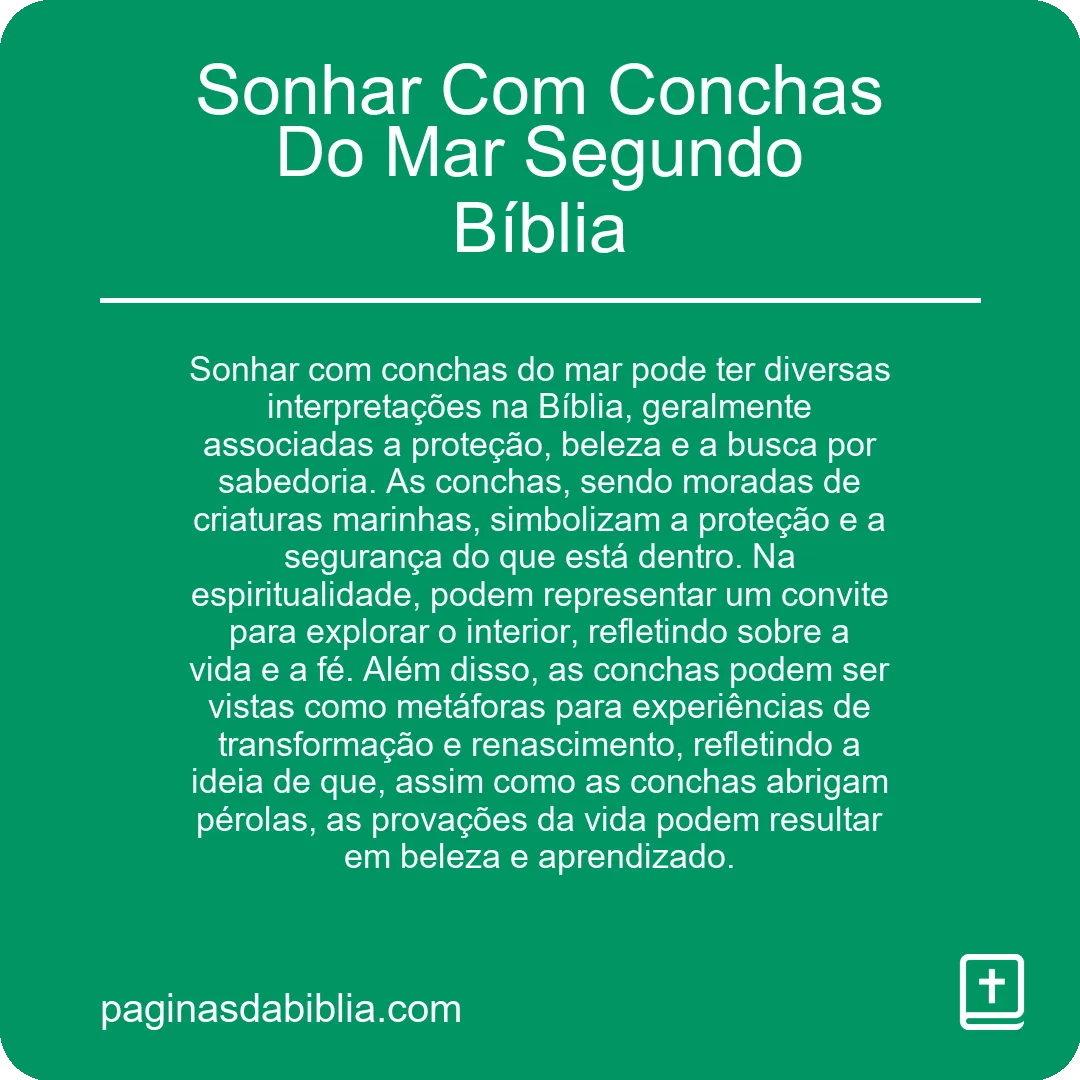 Sonhar Com Conchas Do Mar Segundo Bíblia