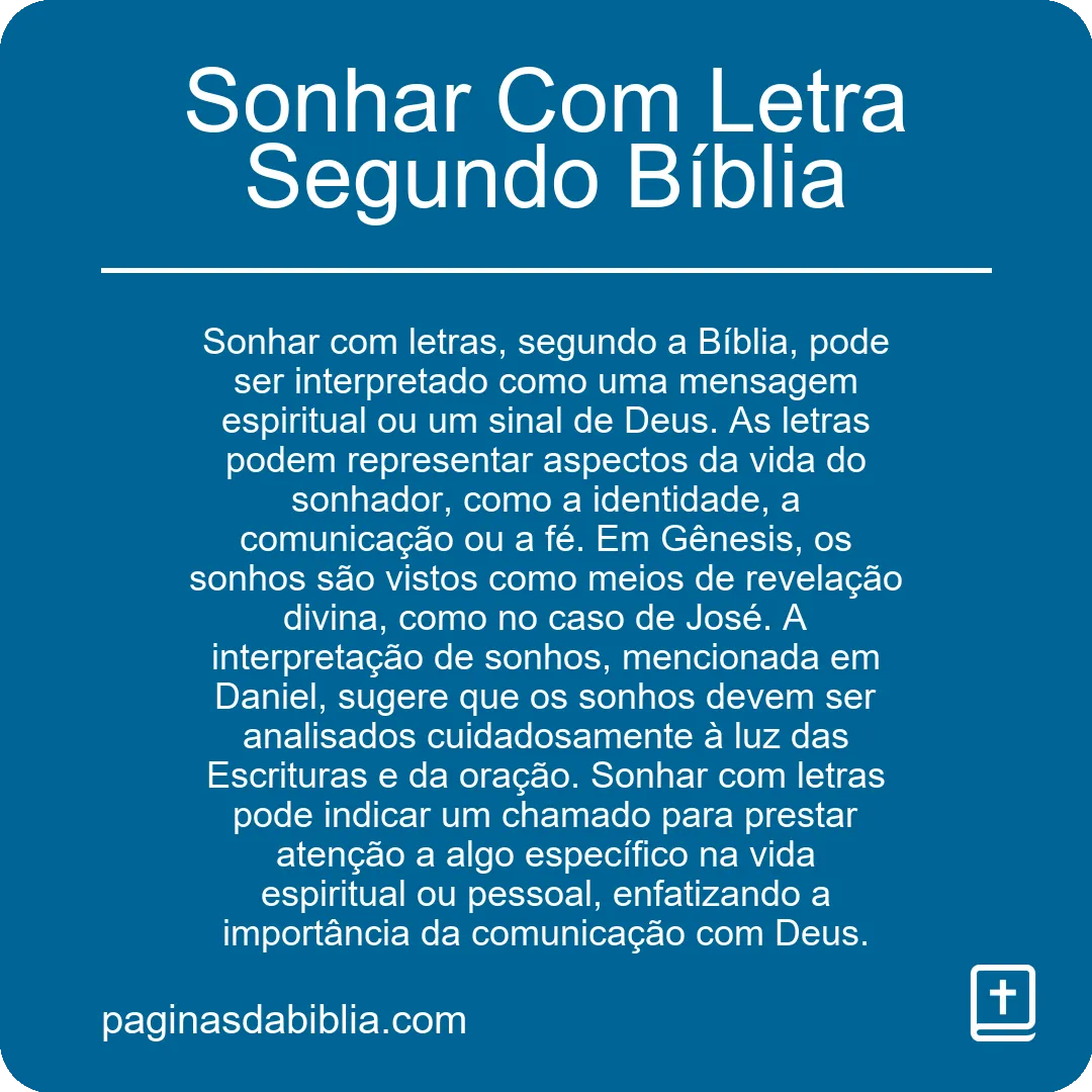 Sonhar Com Letra Segundo Bíblia