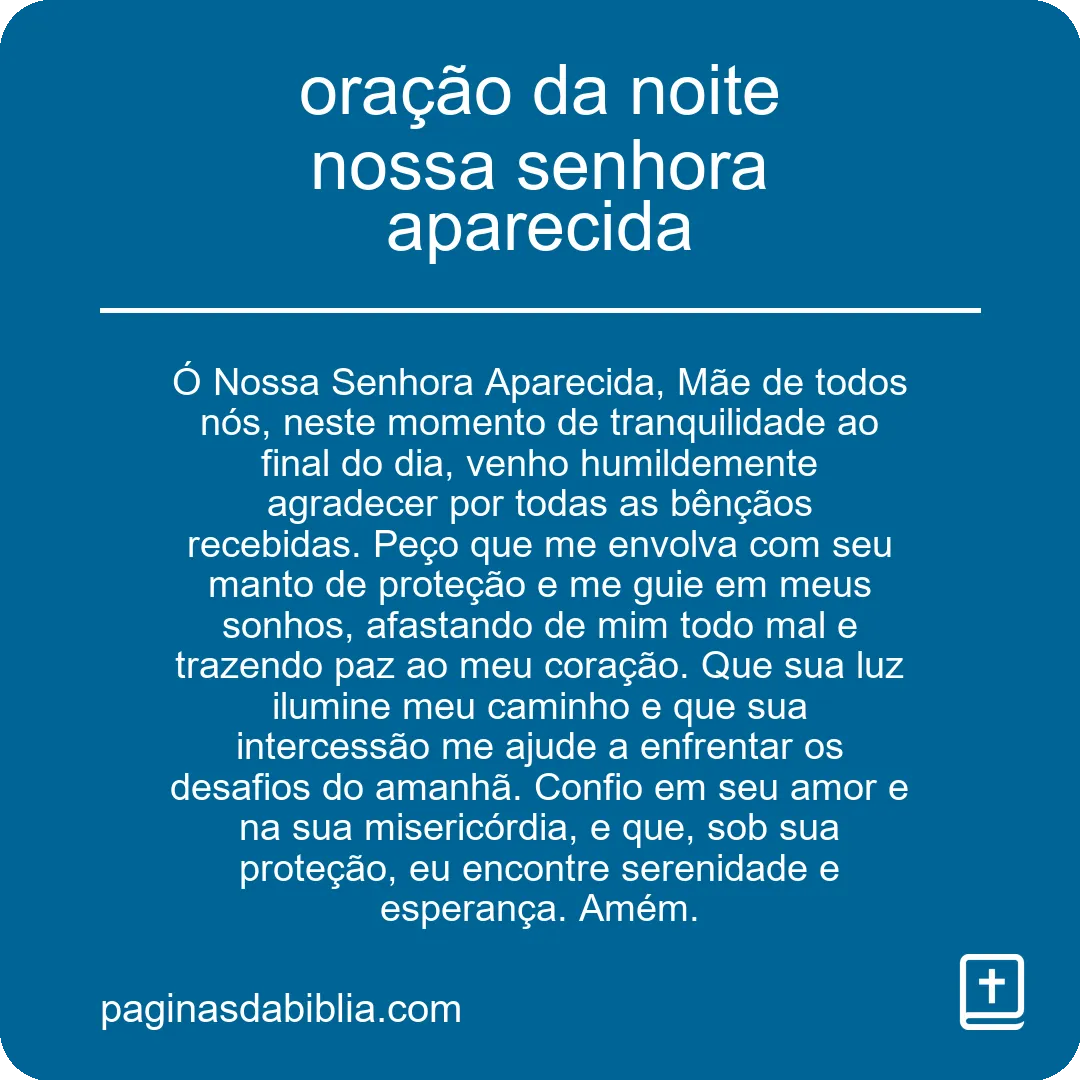 oração da noite nossa senhora aparecida