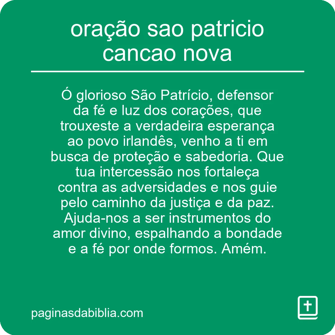 oração sao patricio cancao nova