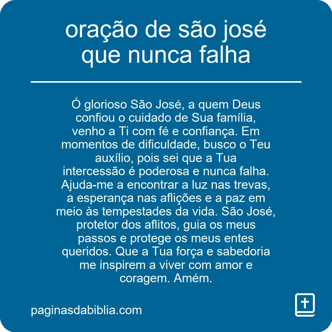 oração de são josé que nunca falha