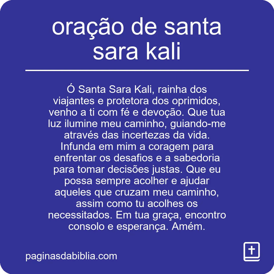 oração de santa sara kali