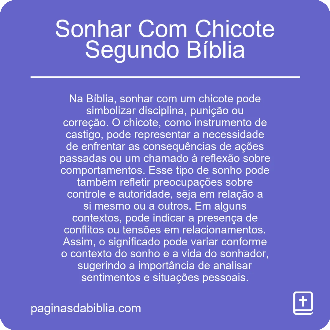 Sonhar Com Chicote Segundo Bíblia