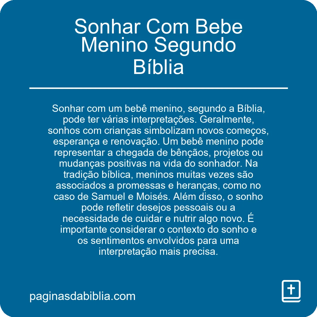 Sonhar Com Bebe Menino Segundo Bíblia