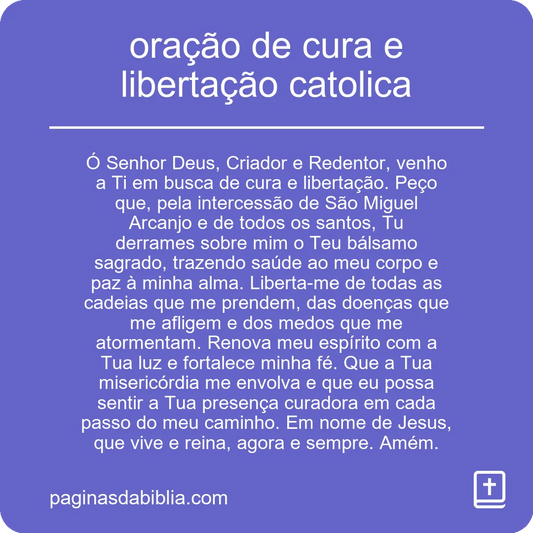 oração de cura e libertação catolica