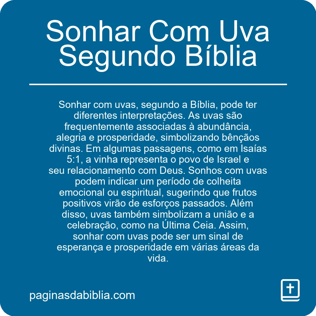 Sonhar Com Uva Segundo Bíblia