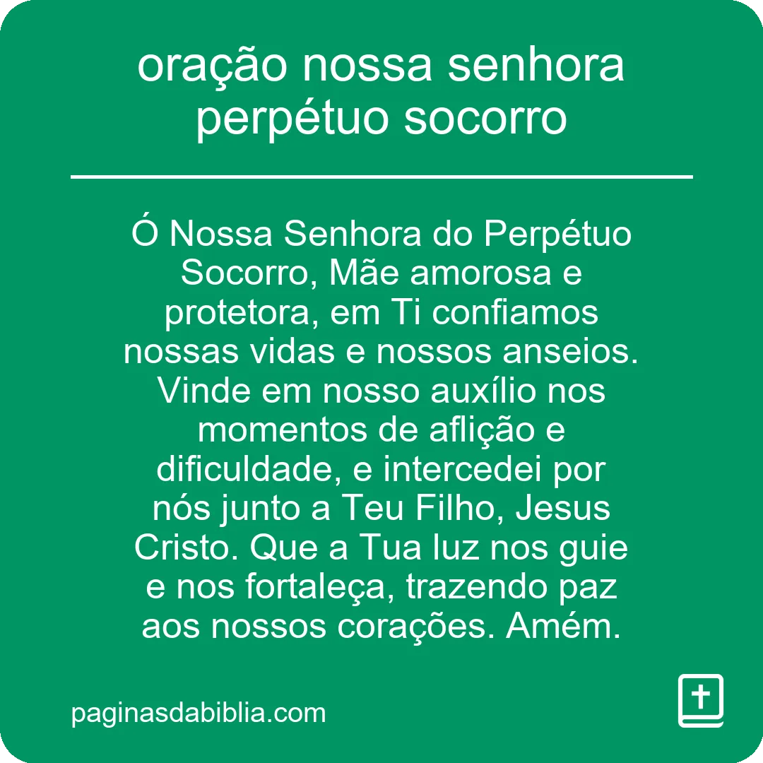 oração nossa senhora perpétuo socorro