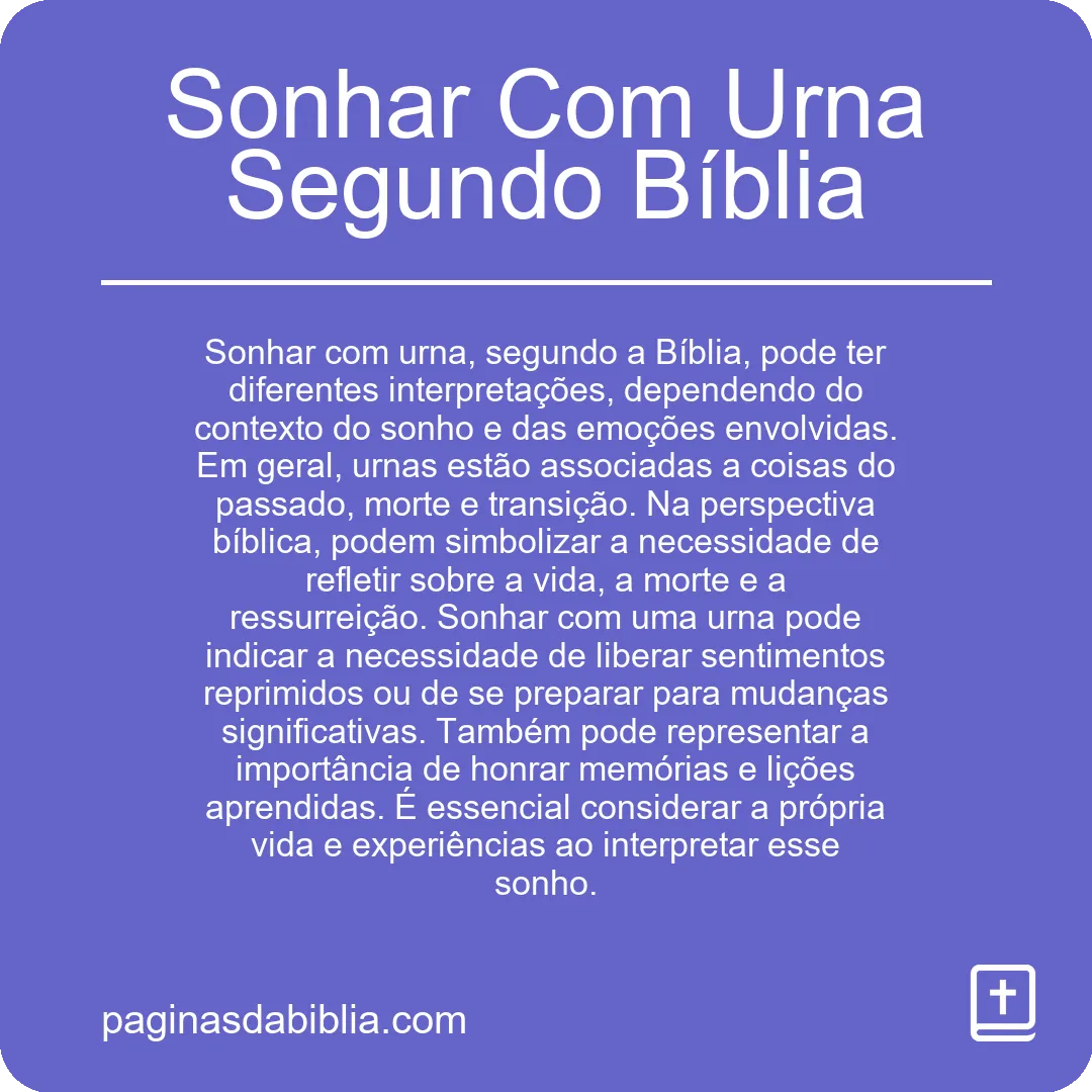 Sonhar Com Urna Segundo Bíblia