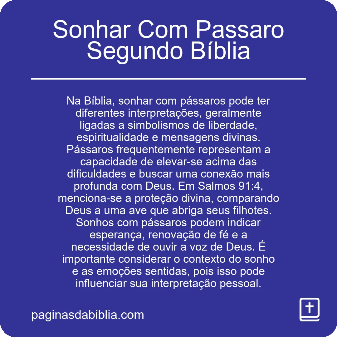 Sonhar Com Passaro Segundo Bíblia