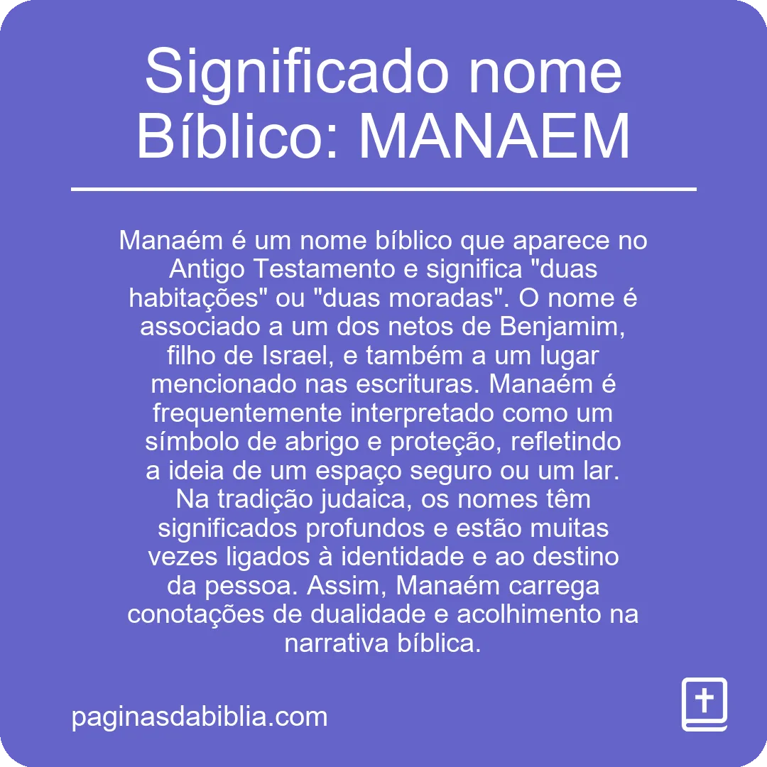 Significado nome Bíblico: MANAEM