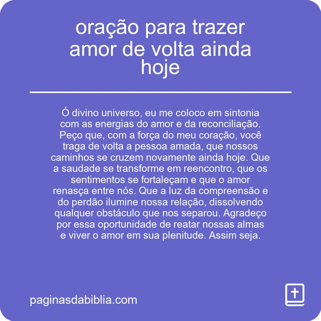 oração para trazer amor de volta ainda hoje