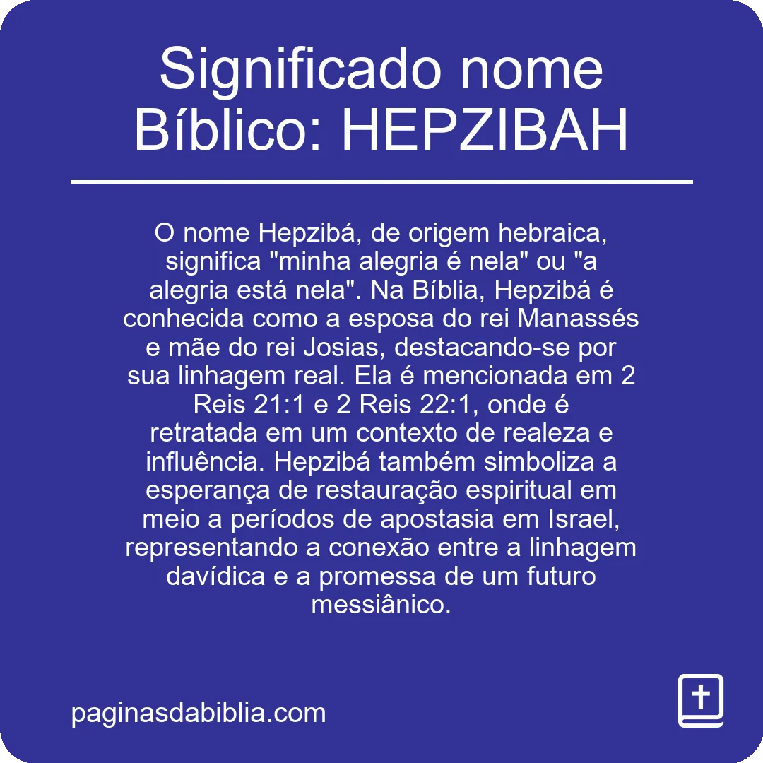 Significado nome Bíblico: HEPZIBAH