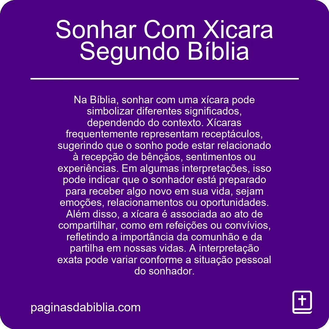 Sonhar Com Xicara Segundo Bíblia