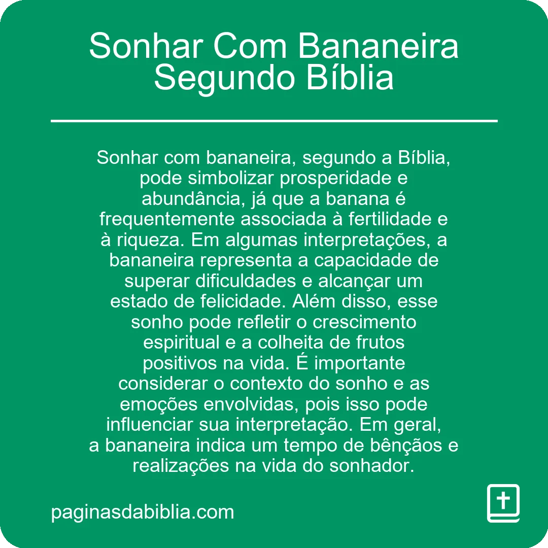 Sonhar Com Bananeira Segundo Bíblia