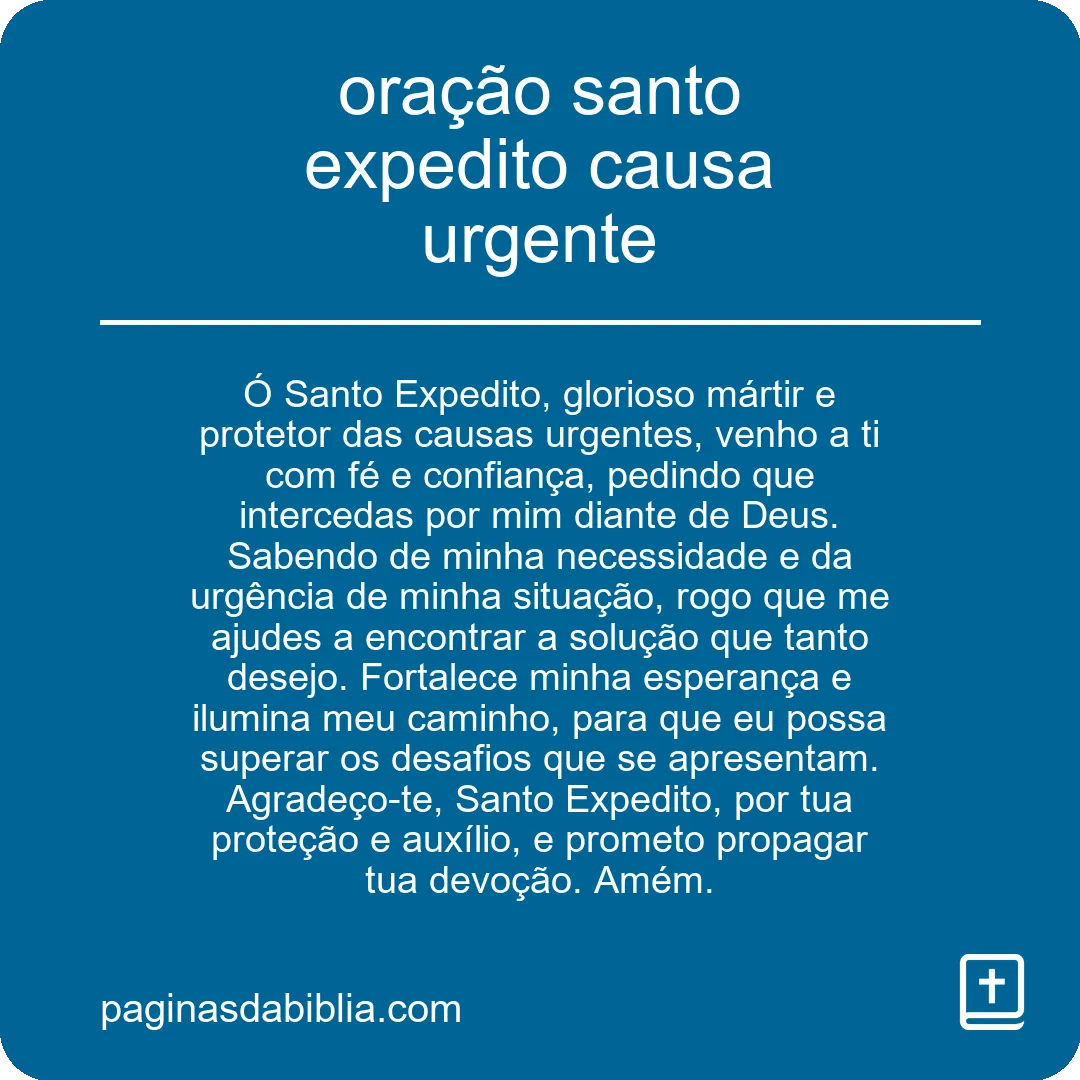 oração santo expedito causa urgente