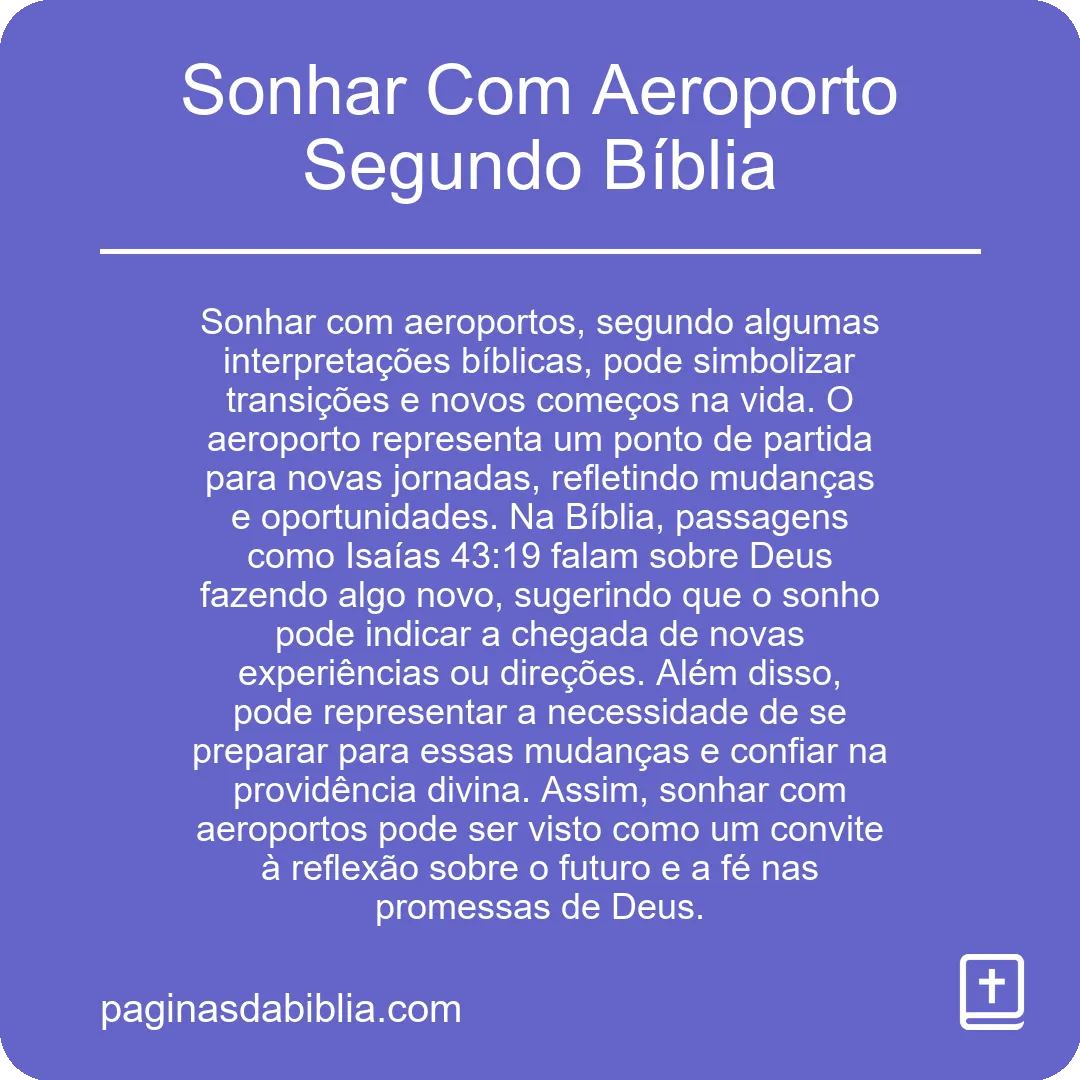 Sonhar Com Aeroporto Segundo Bíblia