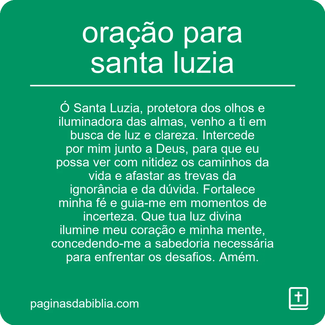 oração para santa luzia